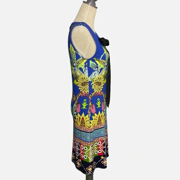 Desigual Octubre Blue Sheath Midi dress Sleeveless Multi Colour Print Medium‎ - Picture 4 of 10